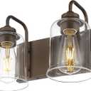 zeyu Oil Rubbed Bronze Bathroom Light Fixtures, 2-Light Bath Vanity Light, 12.5 Inch Farmhouse Wall Sconces with Clear Glass Shade, ZSL72B-2W ORB