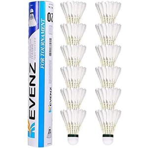 KEVENZ Goose Feather Badminton Shuttlecocks with Great Stability and Durability, High Speed Badminton Birdies,Pack of 8, White