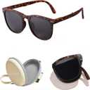 GIFIORE Folding Polarized Sunglasses for Women Men Foldable Driving Anti-glare Sun Glasses with Case,Ultralight 19g (Tortoise Shell Frame/ Grey Lens)