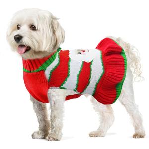 Dog Christmas Sweaters Santa Claus Xmas Dog Sweaters Dress with Leash Hole Christmas Dogs Outfits Striped Knitwear Winter Warm Puppy Cat Clothes Holiday Costumes for Small Medium Dogs(Green,XL)