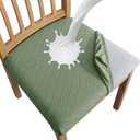 SPRINGRICO 100% Waterproof Seat Covers for Dining Room Chair Set of 2 Washable Seat Cushion Slipcovers Kitchen Chair Covers (2 Pack, Waterproof Dark Green)