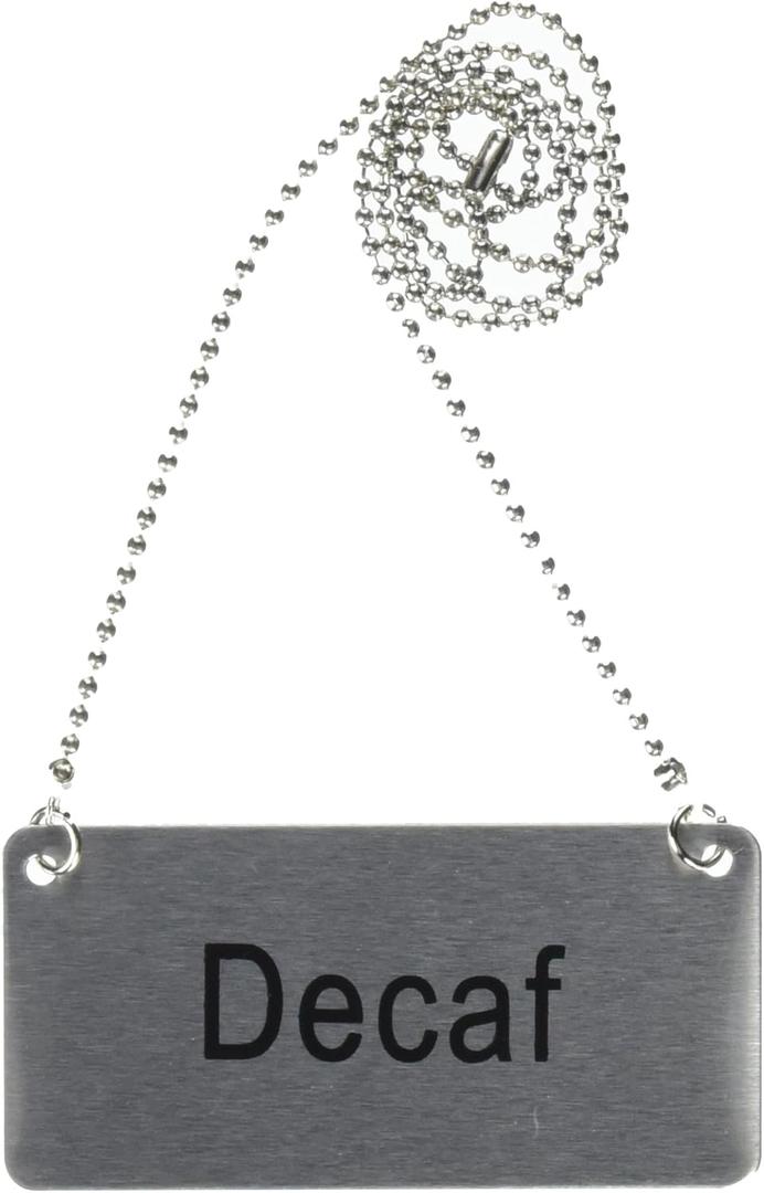 Winco Stainless Steel Chain Sign, "Decaf" Medium