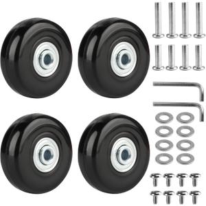 4 Pcs Luggage Replacement Kit, 50mm x 18mm Rubber Replacement Wheels, Luggage Suitcase Replacement Wheels Repair Kit for Suitcase Inline Skate Caster Board, 1.97 inches