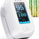 Pulse Oximeter with Fingertip Oxygen Meter : AILE Compact Fingertip Pulse Oximeter - Blood Oxygen/Heart Rate Monitor - 4 Color Screen Display - Including 2AAA Batteries for Athletic & Home (White)