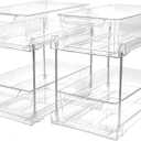 2Pack 2-Tier Bathroom Storage Organizer, Clear Under Sink Organizers Kitchen Vanity Counter Storage Container, Medicine Cabinet Drawers Bins, Pull-Out Organization with Track for Pantry