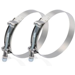 2PCS 4" T-Bolt Stainless Steel Hose Clamp with 108-116mm Working Range for 4" ID Hose Clamps (4" Clamp Range 4.25"-4.56" (108-116mm))