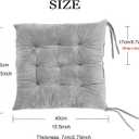 Set of 4 Square Chair Pads Indoor Seat Cushions Pillows with Ties Soft Comfortable Non Slip Chair Mat for Kitchen Dining Office Desk Living Room Outdoor Tatami 15.5" - Gray