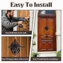 Black Antique Front Door Knocker, Gothic Cast Iron Petal Leaf Door Handle Decoration OutdoorHome Garden and Farmhouse (1 Pack)
