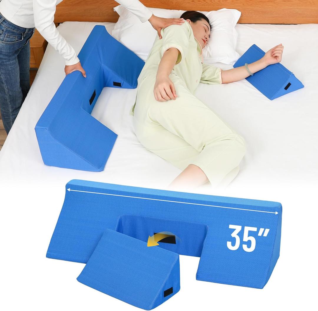 TYYIHUA 35" Wedge Pillow for Side Sleeping,Training for Side Sleeping with Detachable Small Wedge Pillow,Positioning Wedge for Side Sleeper,Back Support,Reducing Snoring,Preventing Bedsores (R-shaped)