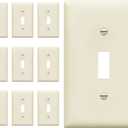 ENERLITES Toggle Light Switch Wall Plate, Standard Size 1-Gang 4.50" x 2.76", Unbreakable Polycarbonate Thermoplastic, UL Listed, 8811-LA-10PCS, Light Almond, 10 pack