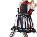 Clown Costume for Kids, Scary Killer Jester Dress with Headpiece Socks for Girls Halloween Creepy DressUp Party (XS)