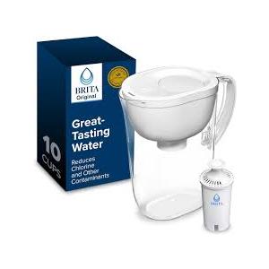Brita Large Water Filter Pitcher for Tap and Drinking Water, Includes 1 Standard Filter, BPAFree, Lasts Two Months, 10Cup Capacity, Bright White