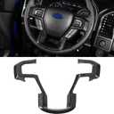 Voodonala Black Grain Steering Wheel Decoration Cover Frame Trim for 2015 2016 2017 2018 2019 2020 Ford F150 F250 F350 Super Duty