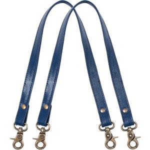 HB Full Grain Leather Purse Strap 2Pcs ~ 24" Premium Short Purse Replacement Handles for Handbag Underarm Bags with Brass Buckles (Blue)