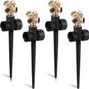 Tioncy 4 Pack Metal Lawn Sprinkler with Brass Nozzle, Heavy Duty Garden Spike Sprinkler Automatic Irrigation Tool for Lawn Garden Yard Greenhouse(Multi Nozzle,Black)