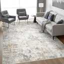 9x12 Area Rug Living Room Rug: Washable Modern Abstract Soft Thin Rug Indoor Floor No Slip Stain Resistant Carpet for Bedroom Dining Room Farmhouse Nursery Home Office - Brown Grey