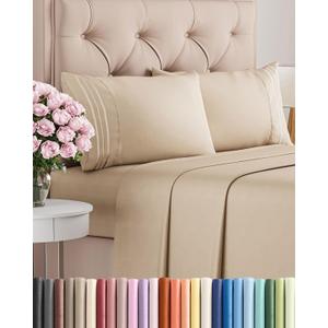 Queen Size 4 Piece Sheet Set - Comfy Breathable & Cooling Bed Sheets Set - Hotel Luxury Bedding for Women, Men, Kids, Teens, Boys & Girls - Deep Pockets, Ultra-Soft, Wrinkle Free - Oeko-Tex - Cream