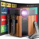 MASINGO 4-in-1 Portable Karaoke Machine with Smart 1080p Projector w/WiFi, Speaker & 2 Wireless Microphones. Built-in Android System for Lyrics Display Apps, Netflix, YouTube.