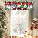 2 x Gnome Christmas Curtains Valance, Christmas Window Valance Curtains, Christmases Decorations Kitchen Window Decor, Red Xmas Tree Short Curtain Drapes for Living Room Bedroom 51x18 in