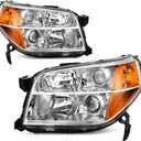 AUTOSAVER88 Headlights Assembly Headlamps Compatible with 2006 2007 2008 Pilot 06 07 08 Passenger and Driver Side Chrome Housing Amber Reflector