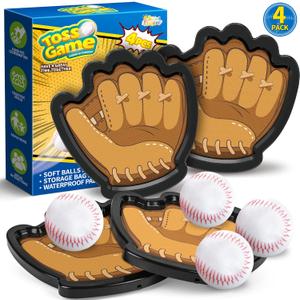 SpringFlower 4 Pack Catch and Toss Ball Game,Toddler Baseball Catch and Toss Ball Set,Outdoor Sport Yard Beach Pool Game Toy,Boys & Girls Toy for Kids Toddlers, Fun Idea Gift for Kids