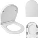 D type soft closed toilet seat quick release for easy cleaning | fading and anti yellowing extended toilet seat cover,suitable for use in households,homestays,and new homes
