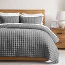 WDCOZY Dark Grey King Size Quilt Bedding Sets with Pillow Shams, Lightweight Soft Bedspread Coverlet, Quilted Blanket Thin Comforter Bed Cover, All Season Summer Spring, 3 Pieces, 104x90 inches