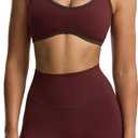 Aoxjox Women's Color Block Workout Sports Bras Fitness Lexi Lined Strappy Bra Athletic Yoga Crop Tank (Raisin/Mulch)