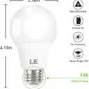 LE LED Light Bulbs 60 Watt Equivalent, 9W 800 Lumens Non-Dimmable, Daylight White 5000K, A19 E26 Standard Medium Base, 10000 Hour Lifetime 5 Count (Pack of 1)