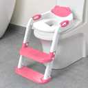 Potty Training Seat SKYROKU Potty Training Toilet with Step Stool Ladder, for Kids Boys Girls Toddlers - Comfortable Safe Potty Seat with Anti-Slip Pads Ladder (8838+Pink)