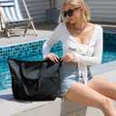 HOMESPON Beach Bag Large Waterproof Sandproof Tote for Women with Zipper and Mesh Pockets