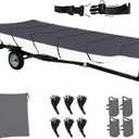 Jon Boat Cover 420D Solution-Dyed Oxford Fabric 12-14ft Heavy Duty Trailerable Jon Boat Cover Waterproof UV Resistant Marine Grade Reinforced Adjustable Side Straps, Grey
