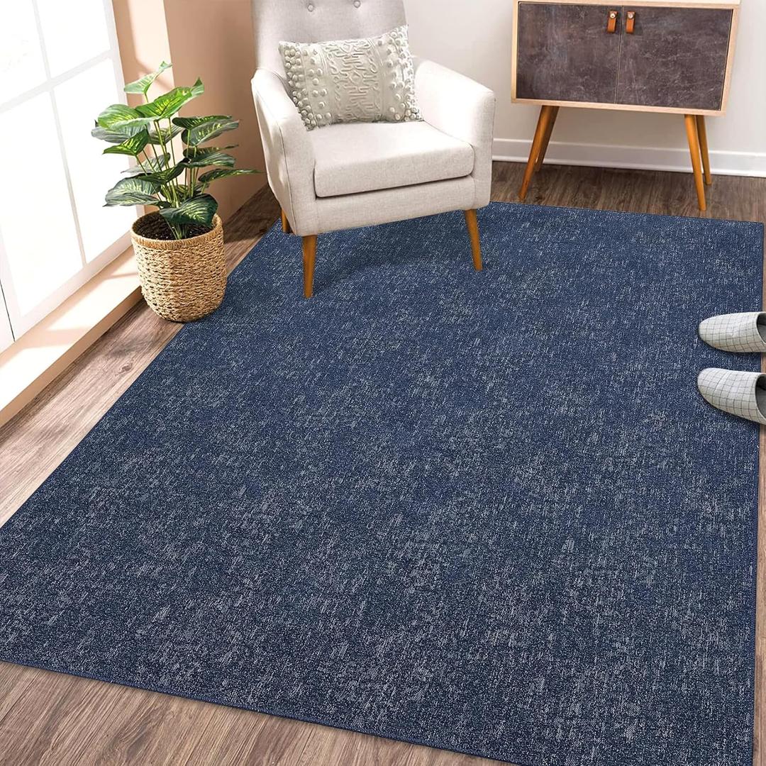 COZYLOOM Washable Rug 8 x 10 Rug for Living Room Modern Navy Rug Non Slip Throw Rugs Large Area Rug for Bedroom Low Pile Stain Resistant Carpet for Dining Room Nursery Office 8'x10' Navy Blue
