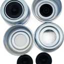 2-3/8" Dust Cap Grease Cover Axle Dust Covers Dust Cap Hub Dust Cap Cup Grease Cover & Rubber Plugs for 2.44 Dexter EZ Lube Camper Axle Trailer Axle & Outer Bearing LM67048 15123(4 Pack)