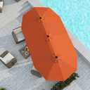 15FT Large Patio Umbrella with Base Included, Double Sided Outdoor Market Umbrella with Flexible Fiberglass Ribs, UV-Blocking Extra Large Umbrella for Garden, Pool, Deck, Terracotta
