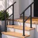 2pack Hand Rails for Outdoor Steps, 2-Step Metal Stair Railing Kit