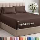 Extra Deep Queen Sheet Set - 4 Piece Breathable & Cooling Bed Sheets - Easily Fits 18 to 24 inch Mattress - Ultra Soft, Wrinkle & Fade Free w/ Extra Deep Pockets - Comfy Hotel Luxury Bedding - Brown