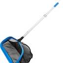 17.5'' Self-repair Pool Net with Pole 10 Ft Thick Aluminum 8 Sections Detachable Pool Poles with Hidden Hook Retriever & Nylon Fine Mesh Netting Pool Skimmer Net for Above Ground In-ground Pools