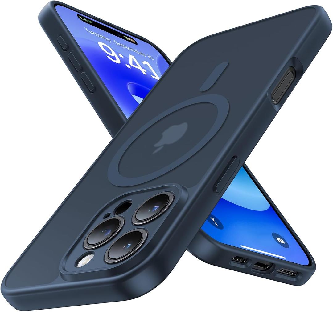 Magnetic for iPhone 16 Pro Max Case,Upgraded [Full Camera Protection][Compatible with Magsafe][Mil-Grade Protection] Shockproof Translucent Matte Phone Case for iPhone 16 Pro Max,Midnight Blue