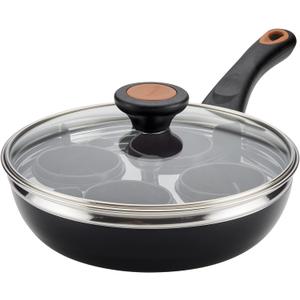 Farberware Glide Copper Ceramic Nonstick Covered Egg Poacher, 8-Inch, Black - 10654