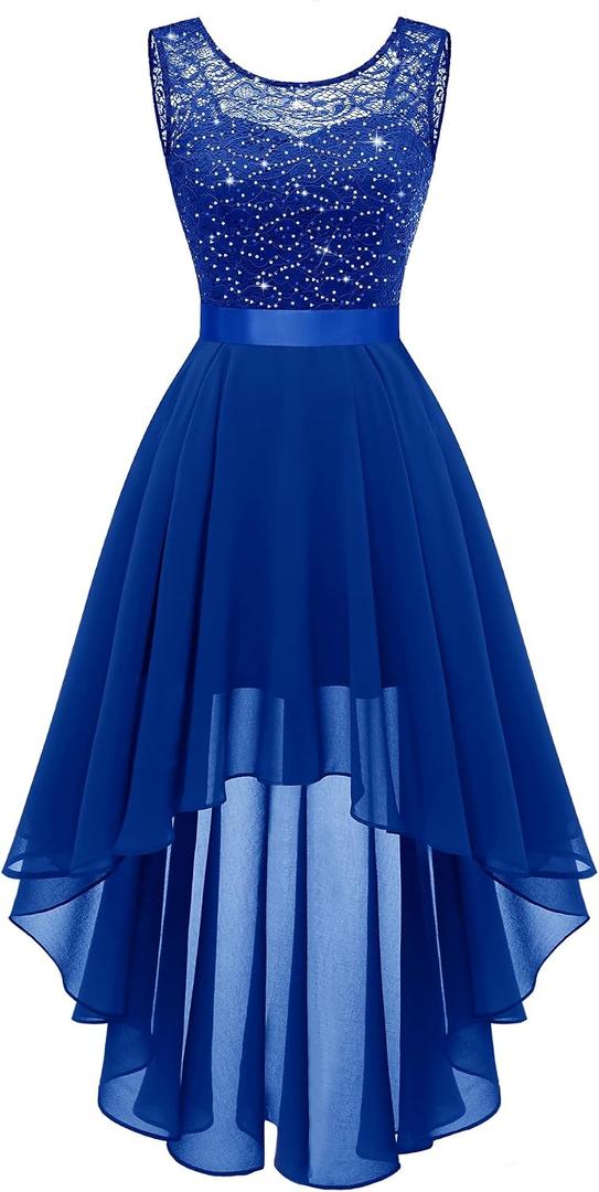 BeryLove Women Homecoming Cocktail Dress Lace Formal Wedding Guest Party (M)