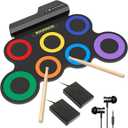 Electric Drum Set, 7-Pad Kids Electronic Drum Set with Headphone Included, Roll-up Drum Practice Pad, Great Holiday Xmas Birthday Gift for Kids (3-8 yrs old)