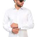 AZAR MAN Slim fit Solid White French Cuff Dress Shirt, Size 4XL
