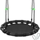 Tree Swing with PP Mat - Durable, Safe, and Easy to Install,Black Outdoor Saucer Swing,Flying Saucer Web Circle Swing for Yard Garden Playground Park (24 inches Diameter)