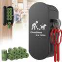 Dog Poop Bag Dispenser Wall Mount with 2Pcs Holders and 8 Rolls of Waste Bag,Magnetic Door Closure,Metal, Corrosion-resistant,High capacity,Dark Gray,Suitable for Outdoor, Indoor, Raising Puppies