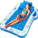 BTSD-home Inflatable Tanning Pool Lounger for Adults, Outdoor Float for Backyards, Beach & Summer Water Parties, Large 70" x 46" Sunbathing (Blue)