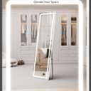 Koonmi LED Full Length Mirror, 63"x20" Full Length Mirror with Lights, Lighted Floor Mirrors with Stand, Full Body Mirrors with Dimming & 3 Color Lightingfor Living Room Cloakroom, White