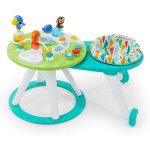 Bright Starts Around We Go 2-in-1 Baby Walker, Discovery Activity Center and Table, Tropic Cool, Ages 6 Months+
