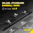 Weight Lifting Bar 57", 1" Standard Straight Barbell Bars Olympic for Home Gym Weight lifting/Strength Training/Squat/Bench Press/Deadlift/Lunges/Hip Thrusts, 2 Star Collars (480lb Weight Capacity)
