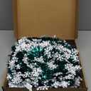 50FT Green White Christmas Tinsel Garland with Snowflake Ornaments Metallic Xmas Garland for Christmas Tree Decorations Hanging Holiday Decor for Home Party Office Mantel Staircase Indoor Outdoor